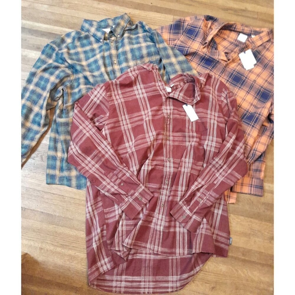 New Set Of 3 Mens Warm Casual Outdoor Chore Work Plaid Flannel Shirts 3XB/3XT